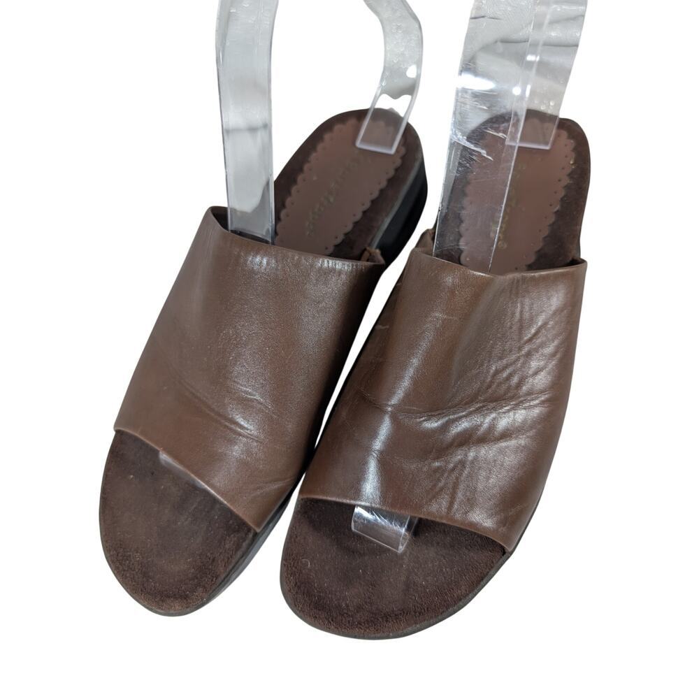 BARETRAPS! ESPRESSO BROWN GENUINE LEATHER SINGLE WIDE STRAP SANDALS! SZ 8M
